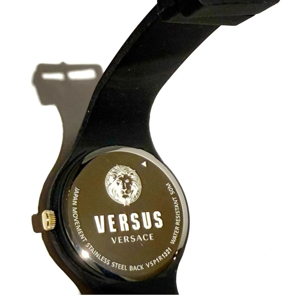 VERSACE Versus Versace Black Gold Lion Head Watch NWT